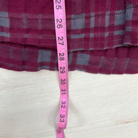 Free People Baby Blues Plaid Tunic Top Small Flannel Burgundy Pockets - Picture 13 of 16